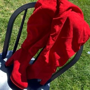 Brand new red thigh high boots